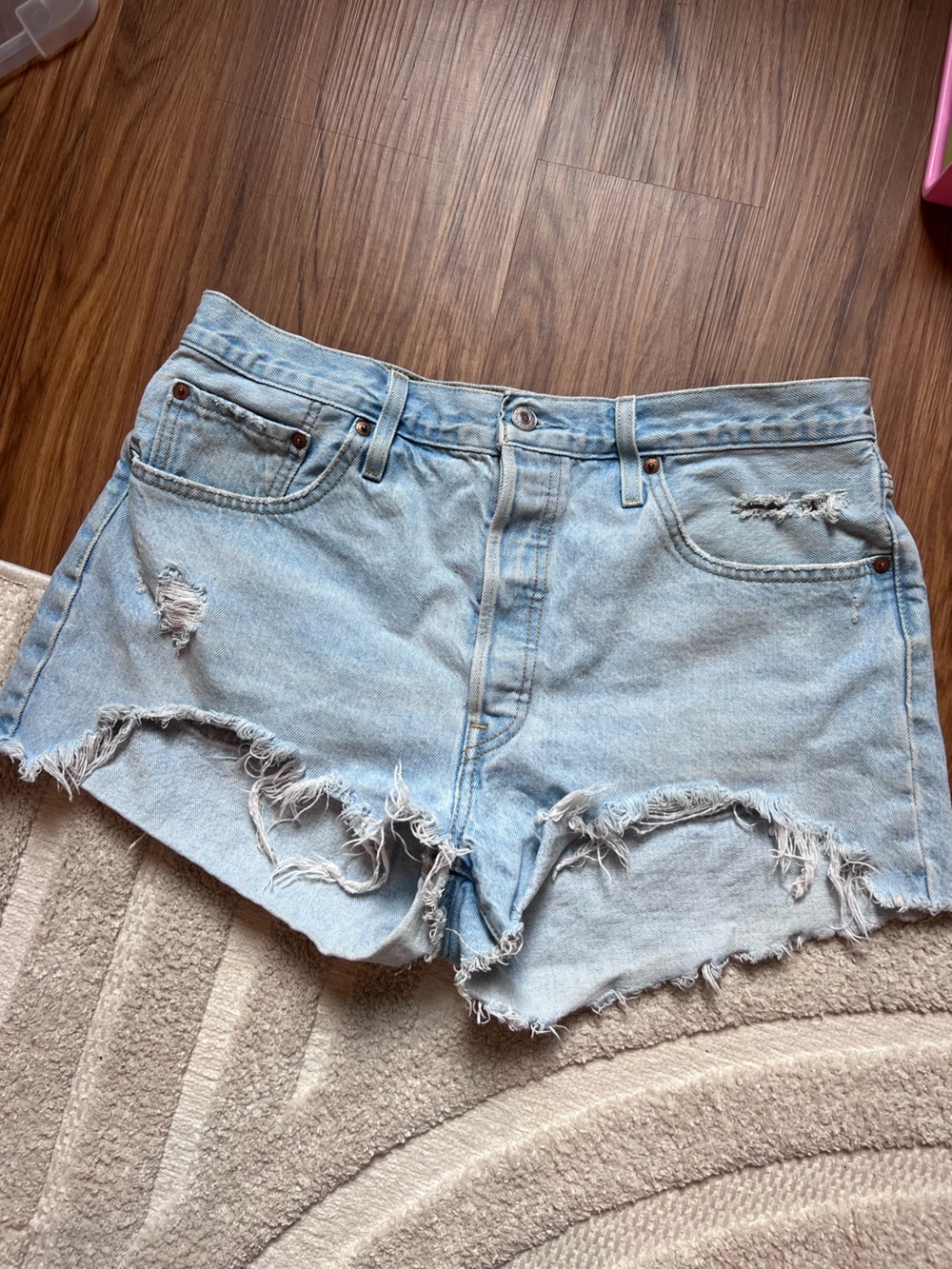 Levi’s Light Blue Distressed shorts 33